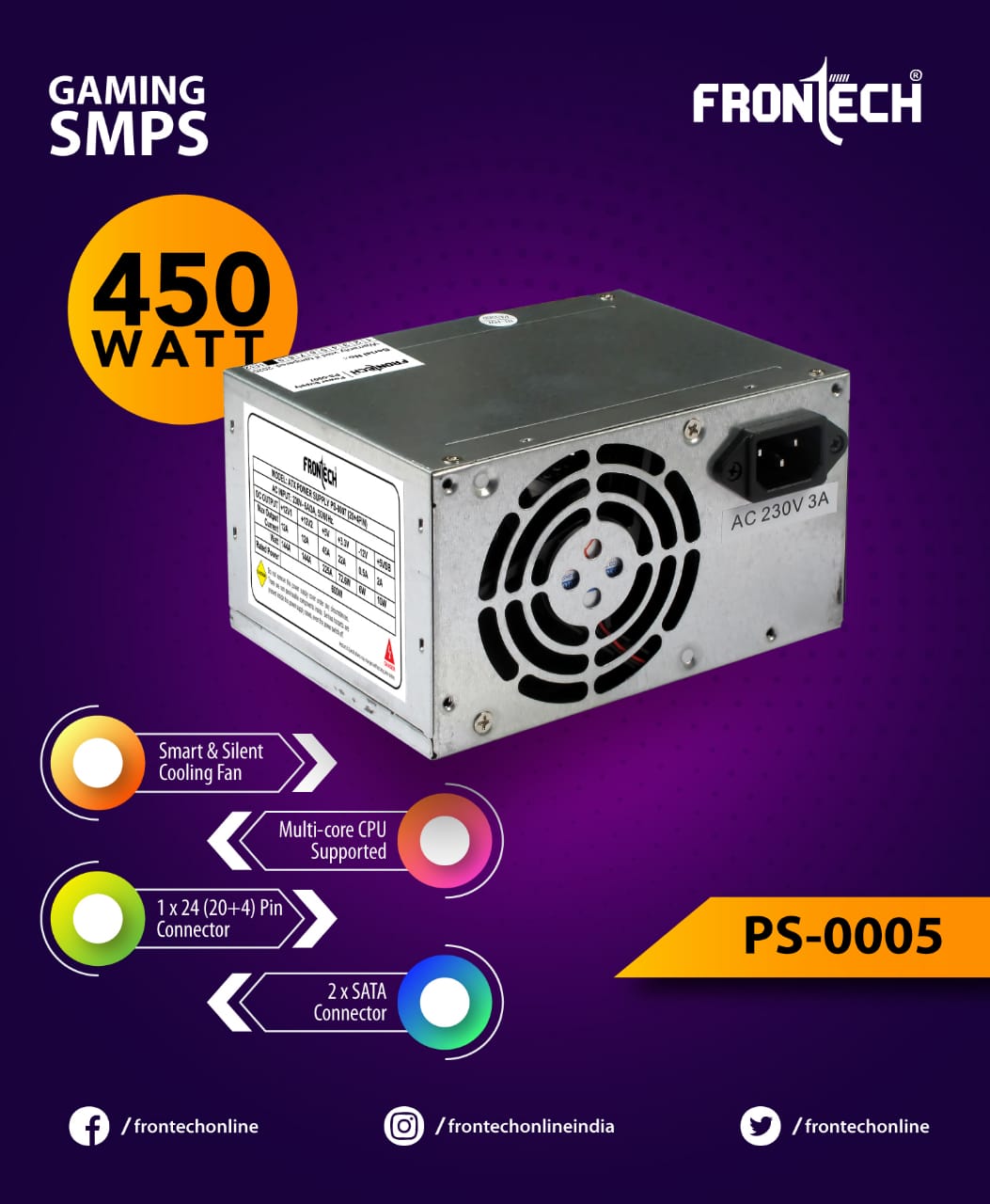ഗെയിമിംഗ് എസ്എംപിഎസ് 450 വാട്ട് PS0005